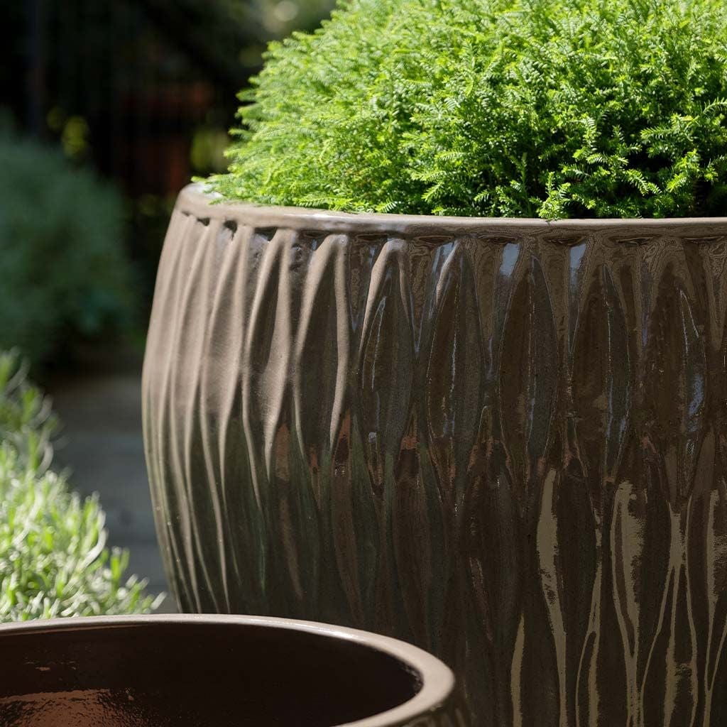 Harlequin Glazed Planter Nested Set of 5 in Fog finish