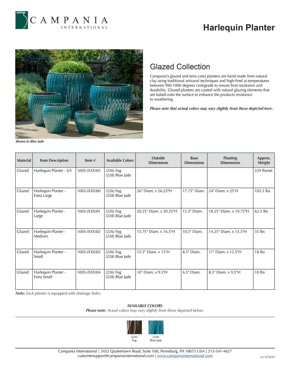 Harlequin Planter Nested Set of 5 | Glazed Collection