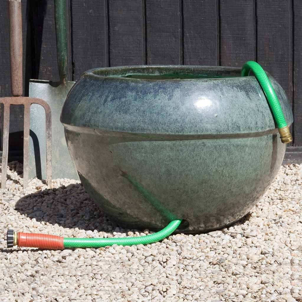 Outdoor Glazed Hose Pot with Cuff in Antique Jade