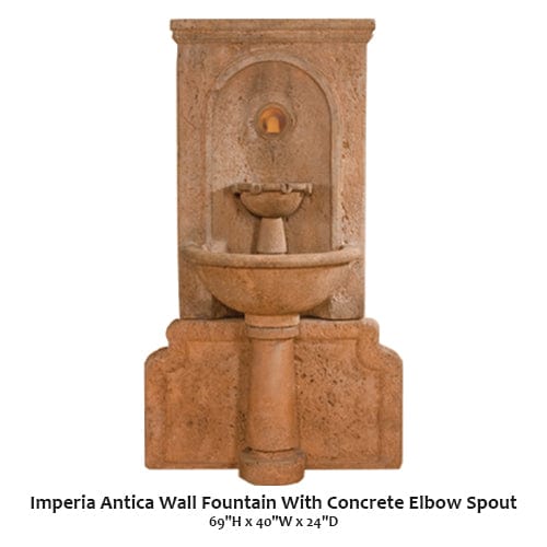 Imperia Antica Wall Fountain With Conrete Elbow Spout