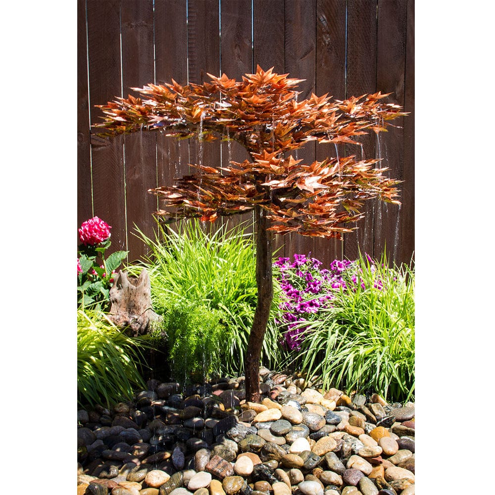 38" Copper Japanese Maple Tree Garden Fountain - Outdoor Art Pros