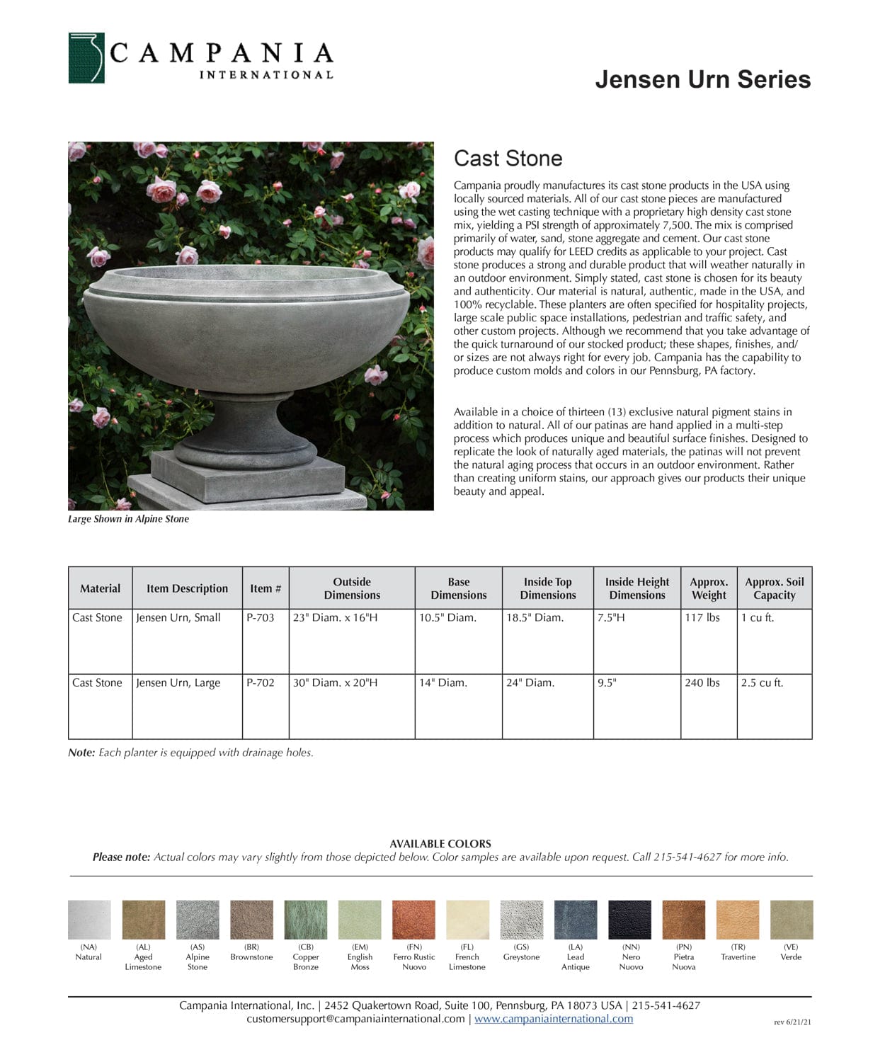 Jensen Urn Garden Planter