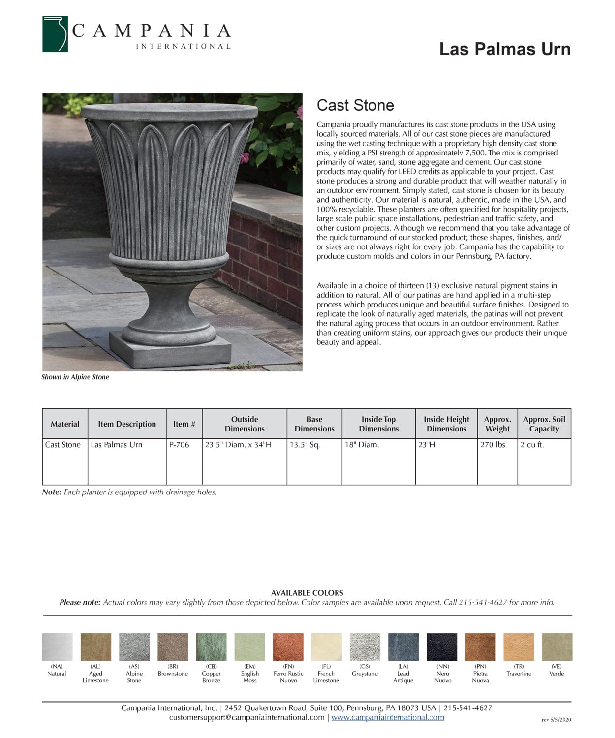 Las Palmas Urn Garden Planter