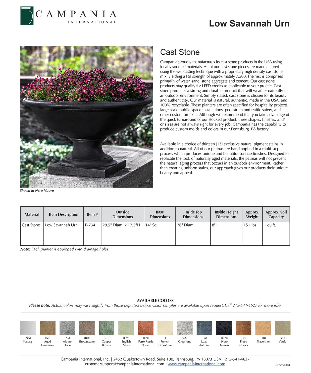 Low Savannah Urn Garden Planter