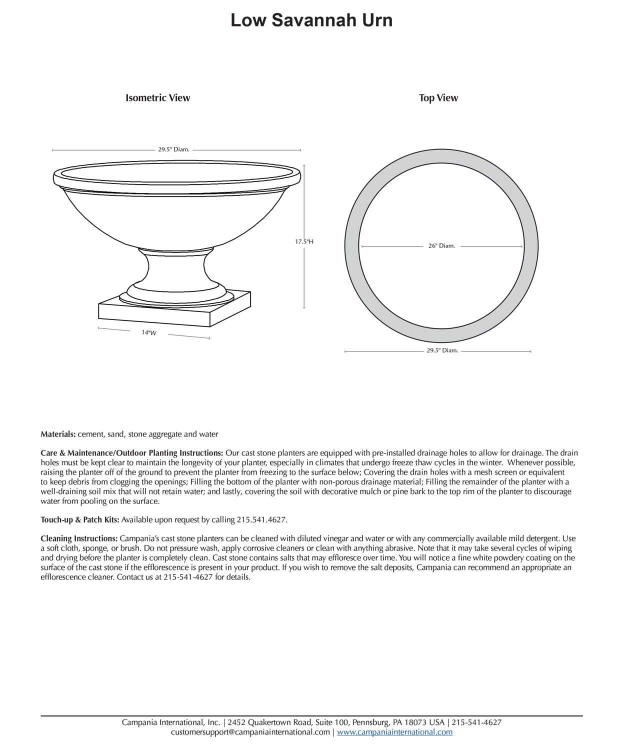 Low Savannah Urn Garden Planter