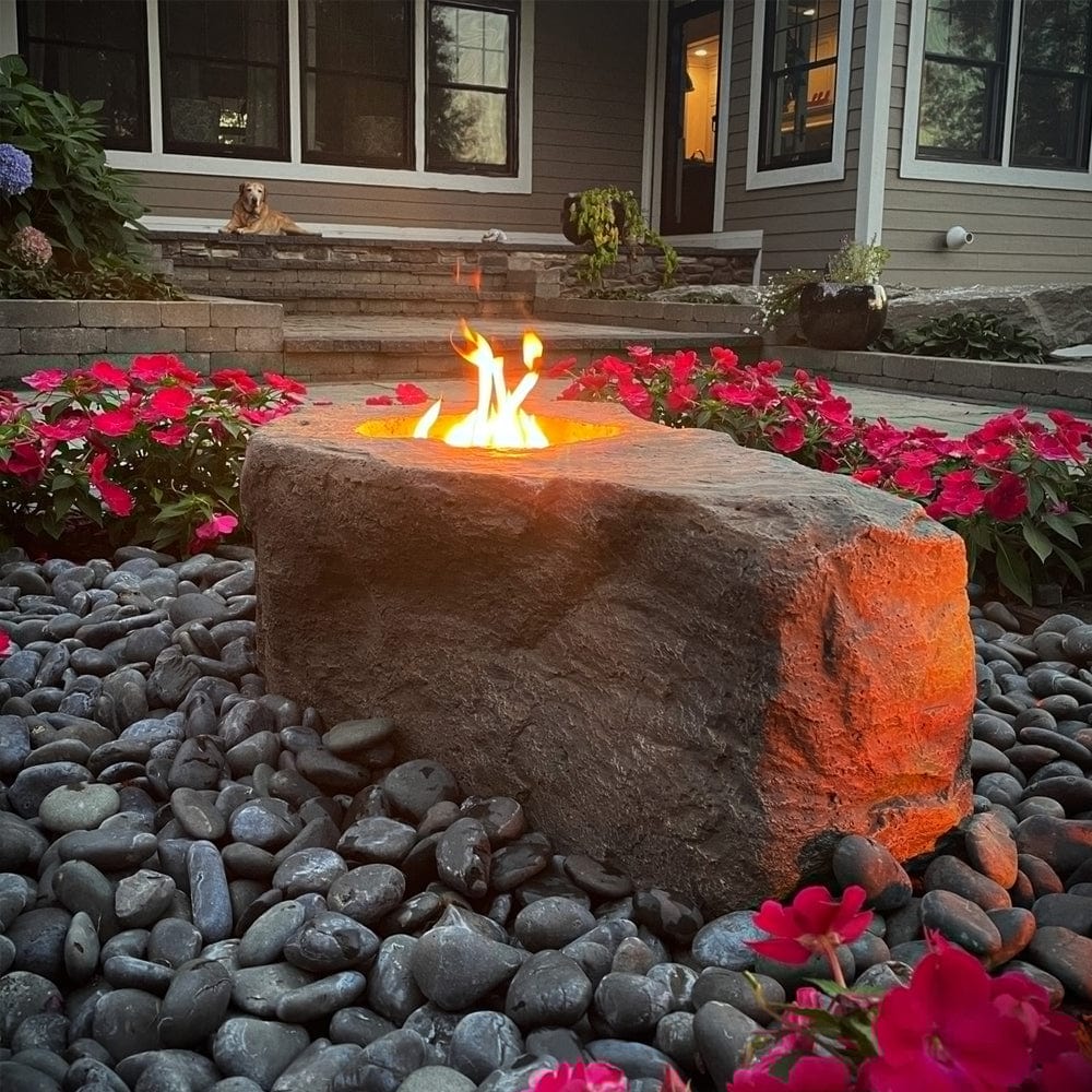 Medium Faux Fire Stone with Propane Burner Kit - Outdoor Art Pros