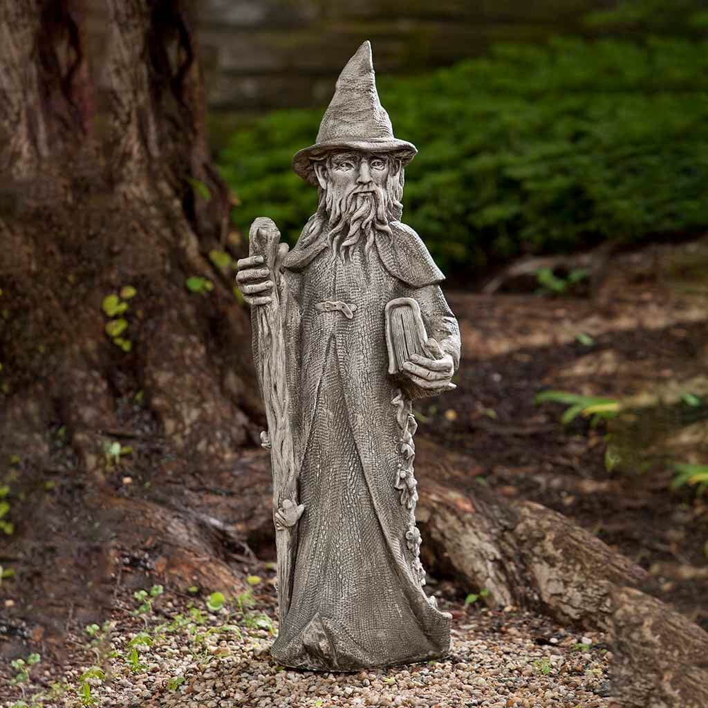 Merlin Cast Stone Garden Statue | Wizard Statue