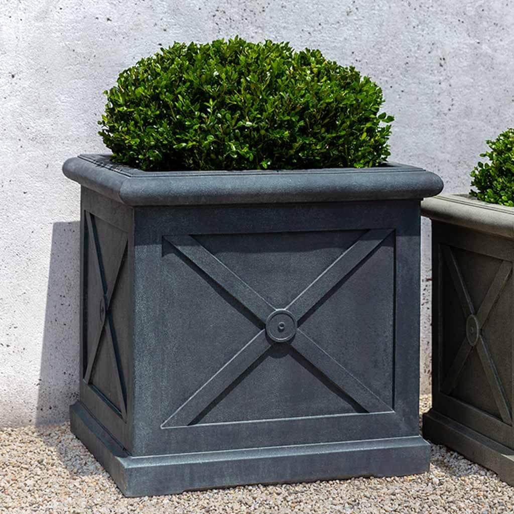 Montparnasse Square Planter - Large in Lead Antique Finish