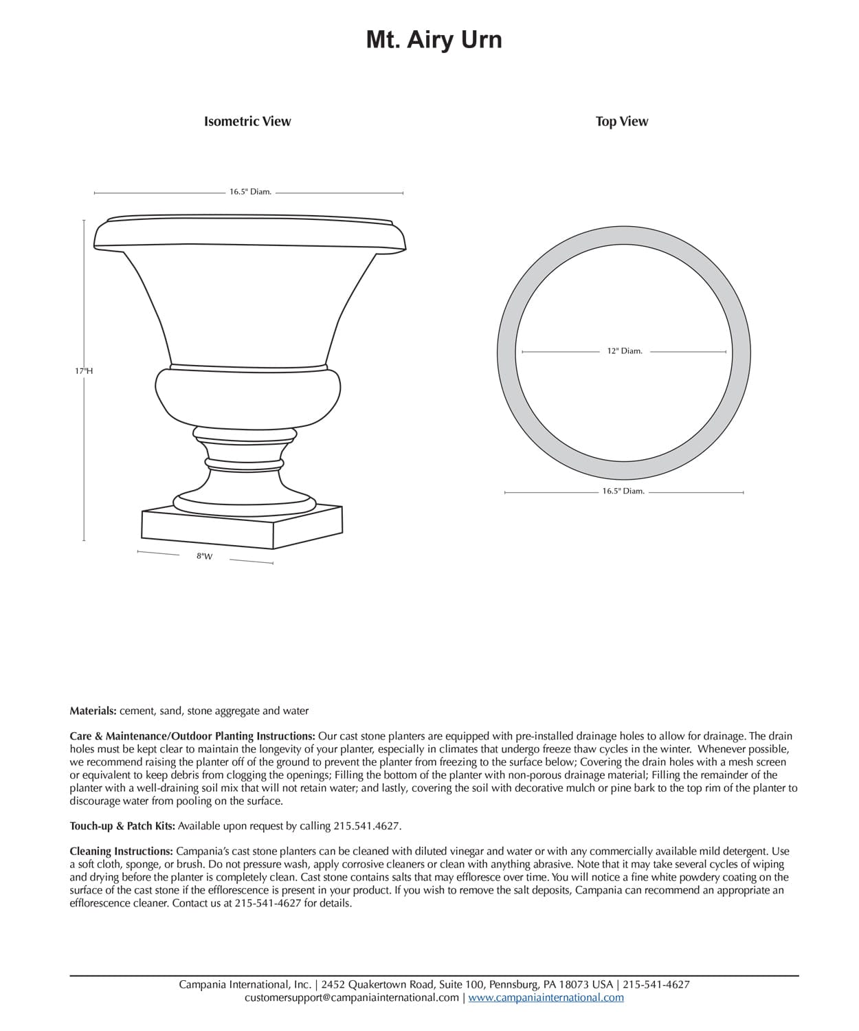 Mt. Airy Urn Garden Planter