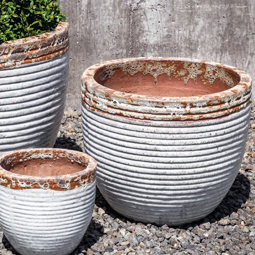 Nevis Glazed Terra Cotta Planter - Nested Set of 4 in Beach Comber White Finish