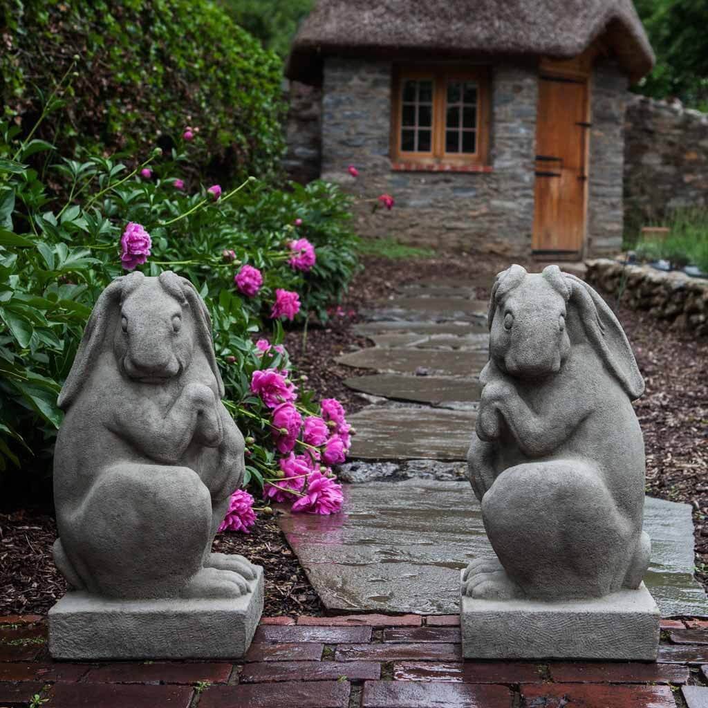 Newport Rabbit Cast Stone Garden Statue