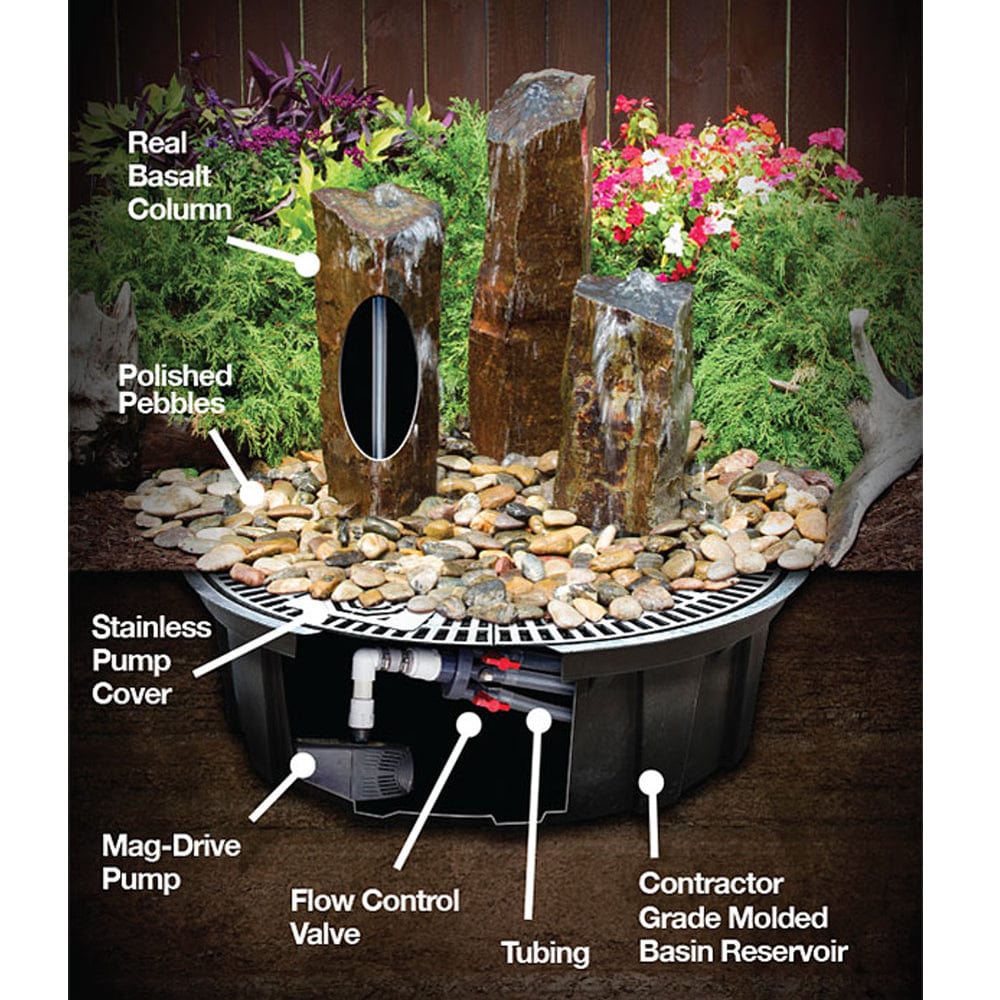 One Side Polished Basalt Stone Fountain - Outdoor Art Pros