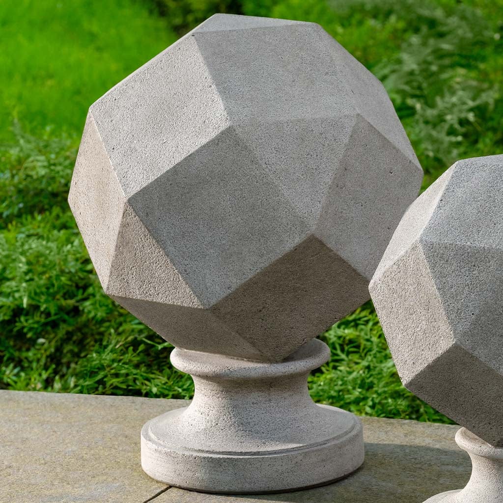 12.5" Polyhedron Finial | Cast Stone Garden Sculpture