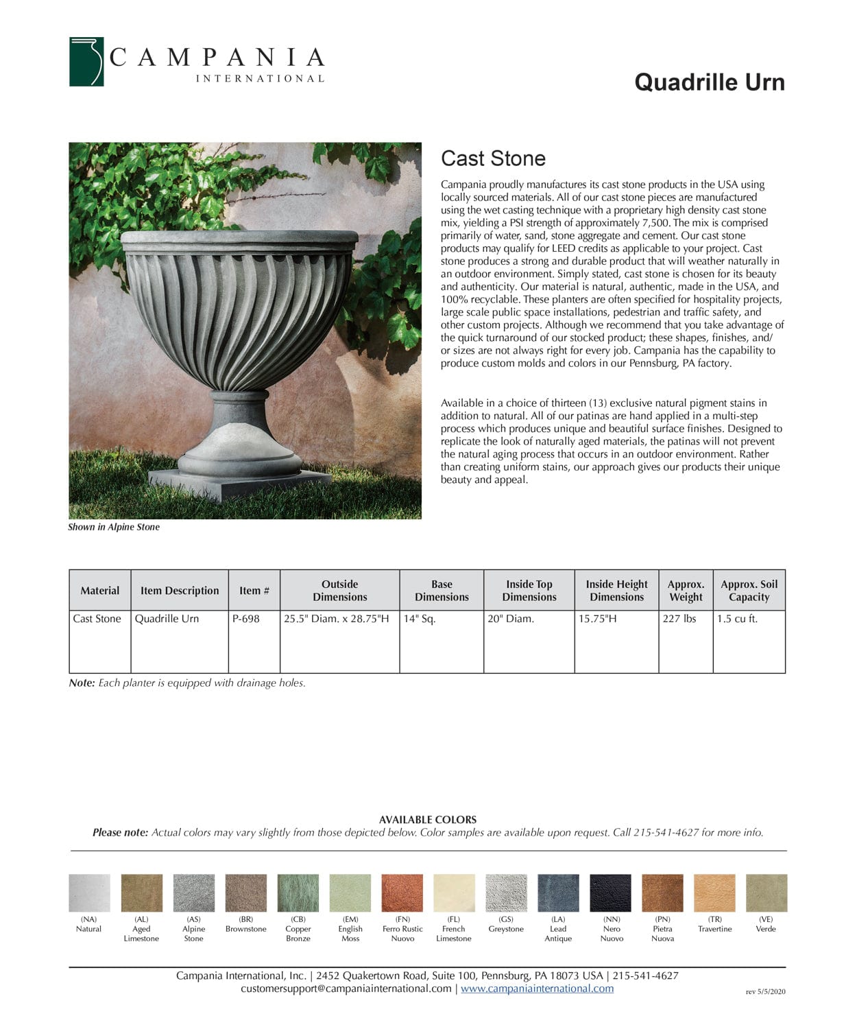 Quadrille Urn Garden Planter