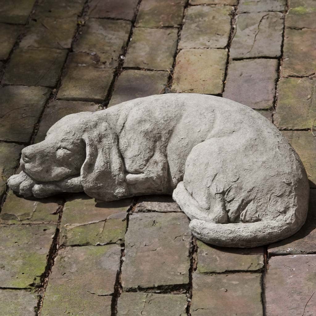 Reclining Dog Cast Stone Garden Statue
