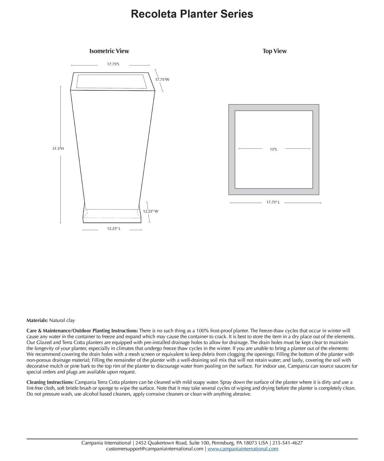 Recoleta Planter | Antico Terra Cotta Collection