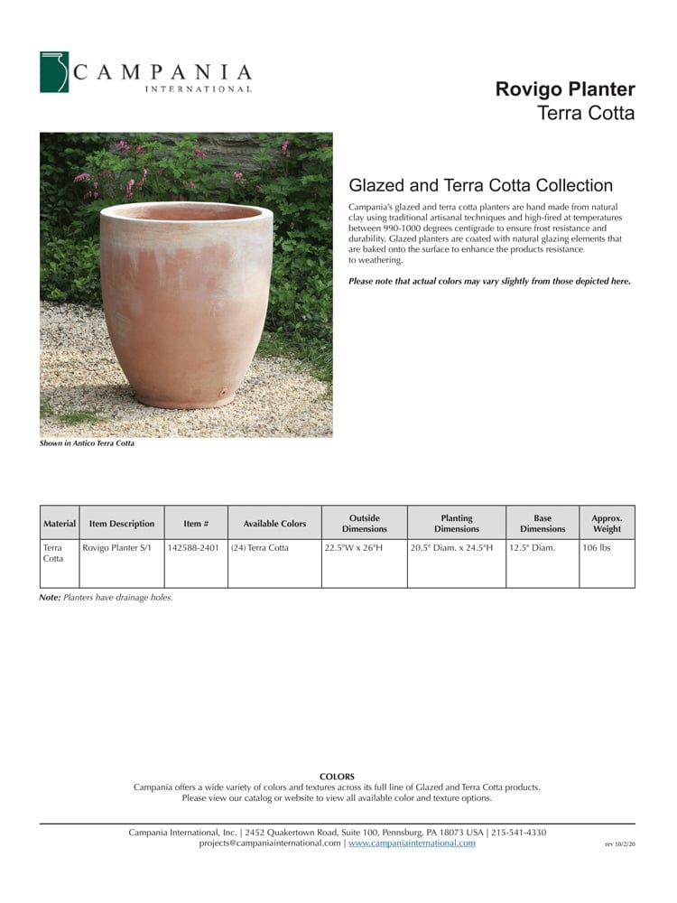 Rovigo Round Planter | Terra Cotta Collection