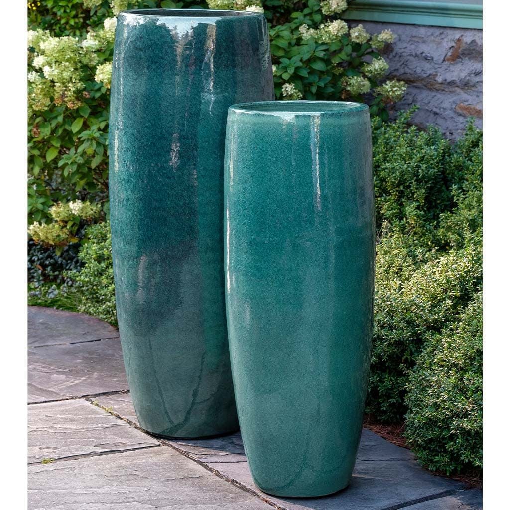 Sabine Short Glazed Terra Cotta Planter in Fjord Finish