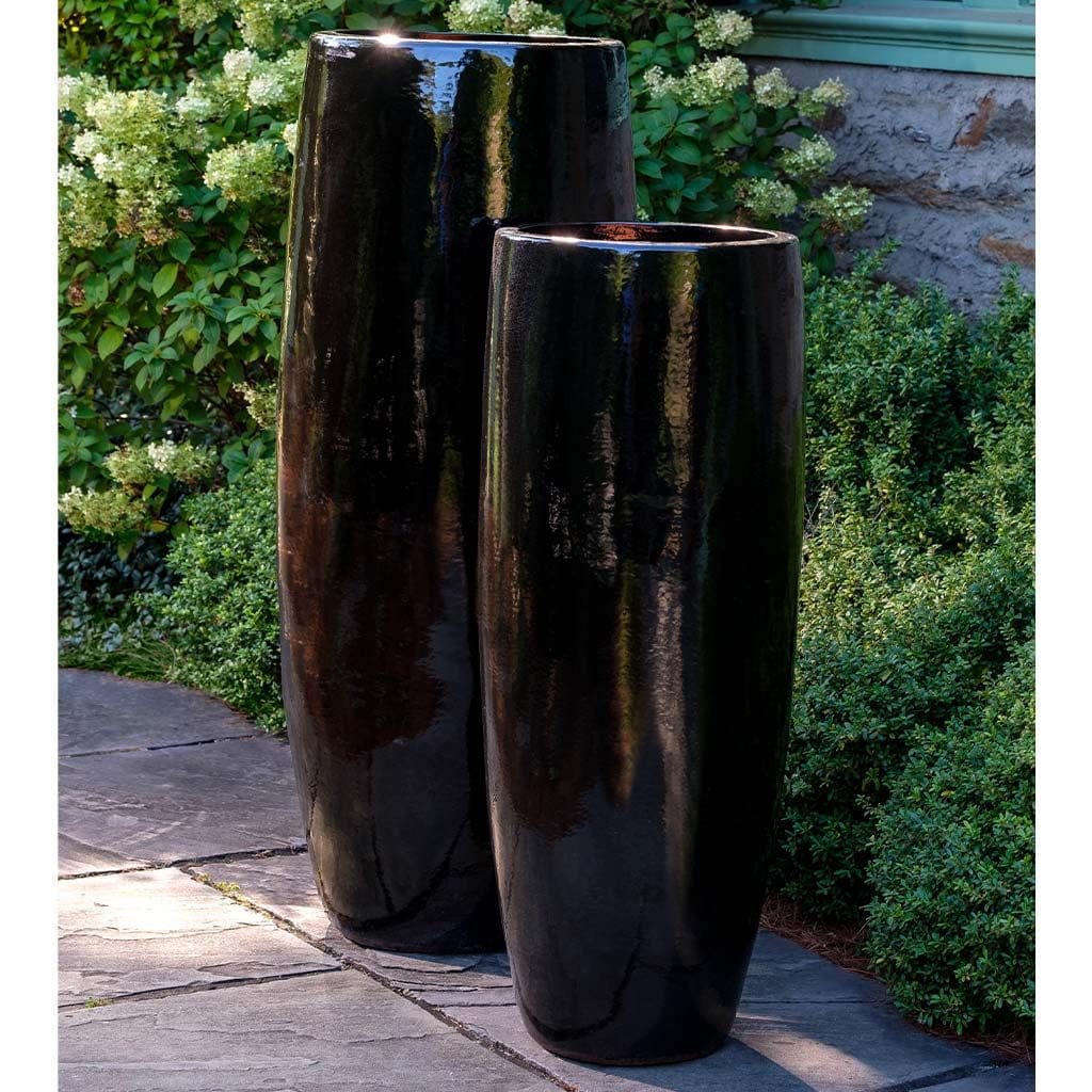 Sabine Glazed Terra Cotta Planter - Tall in Flint finish