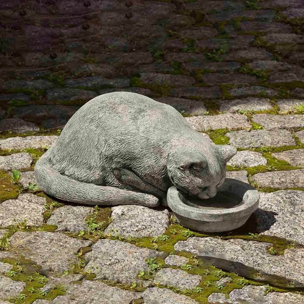 Samantha Sipping Cat Cast Stone Garden Statue
