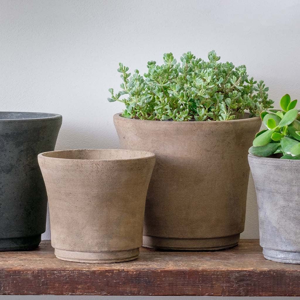 Cloche Small Lightweight Cast Stone Concrete Terrace Planter in Brown