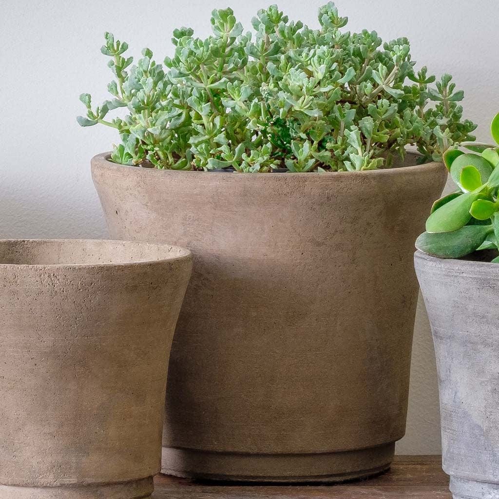 Cloche Small Lightweight Cast Stone Concrete Terrace Planter in Brown