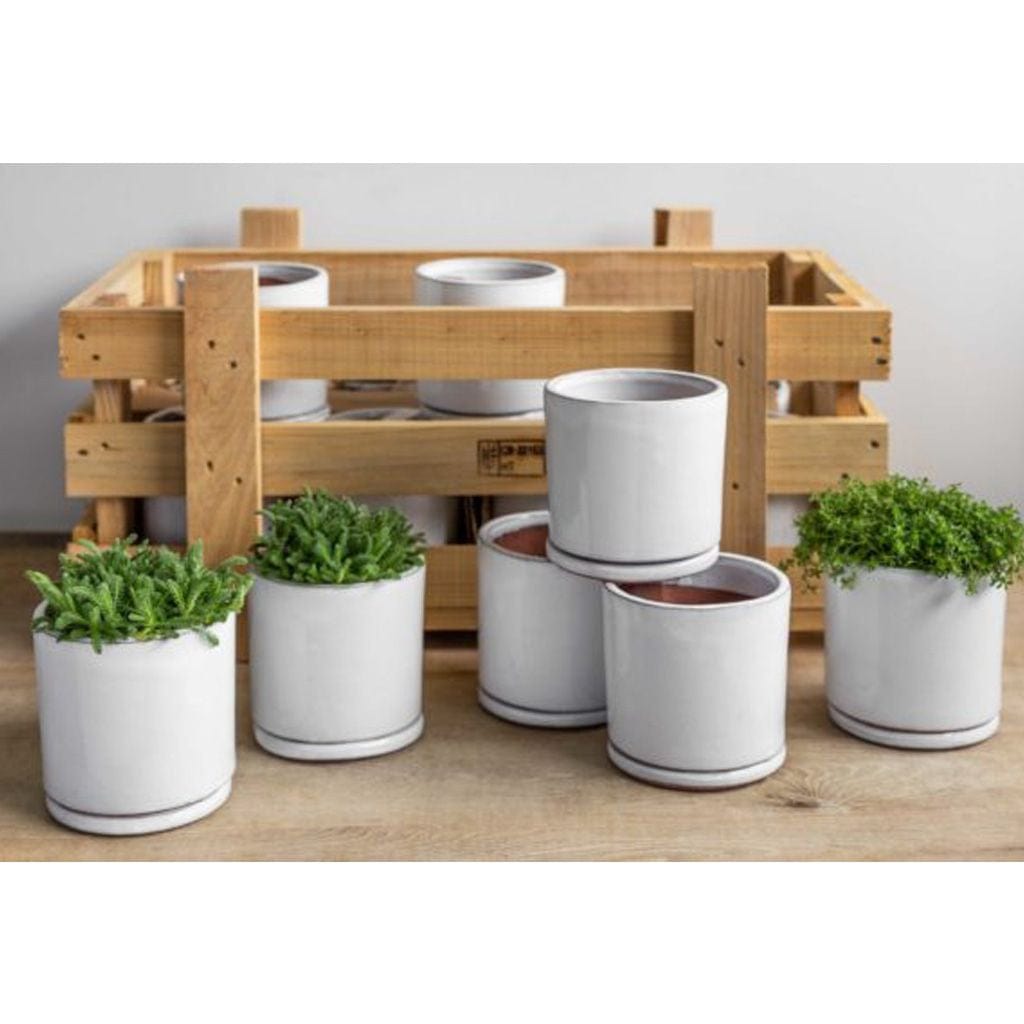 small plant pots white Small Cylinder Planter Crate Set of 16 in White