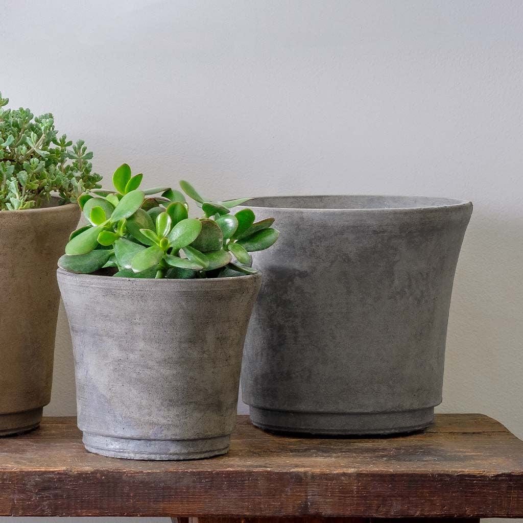 Cloche Small Lightweight Cast Stone Concrete Terrace Planter in Grey