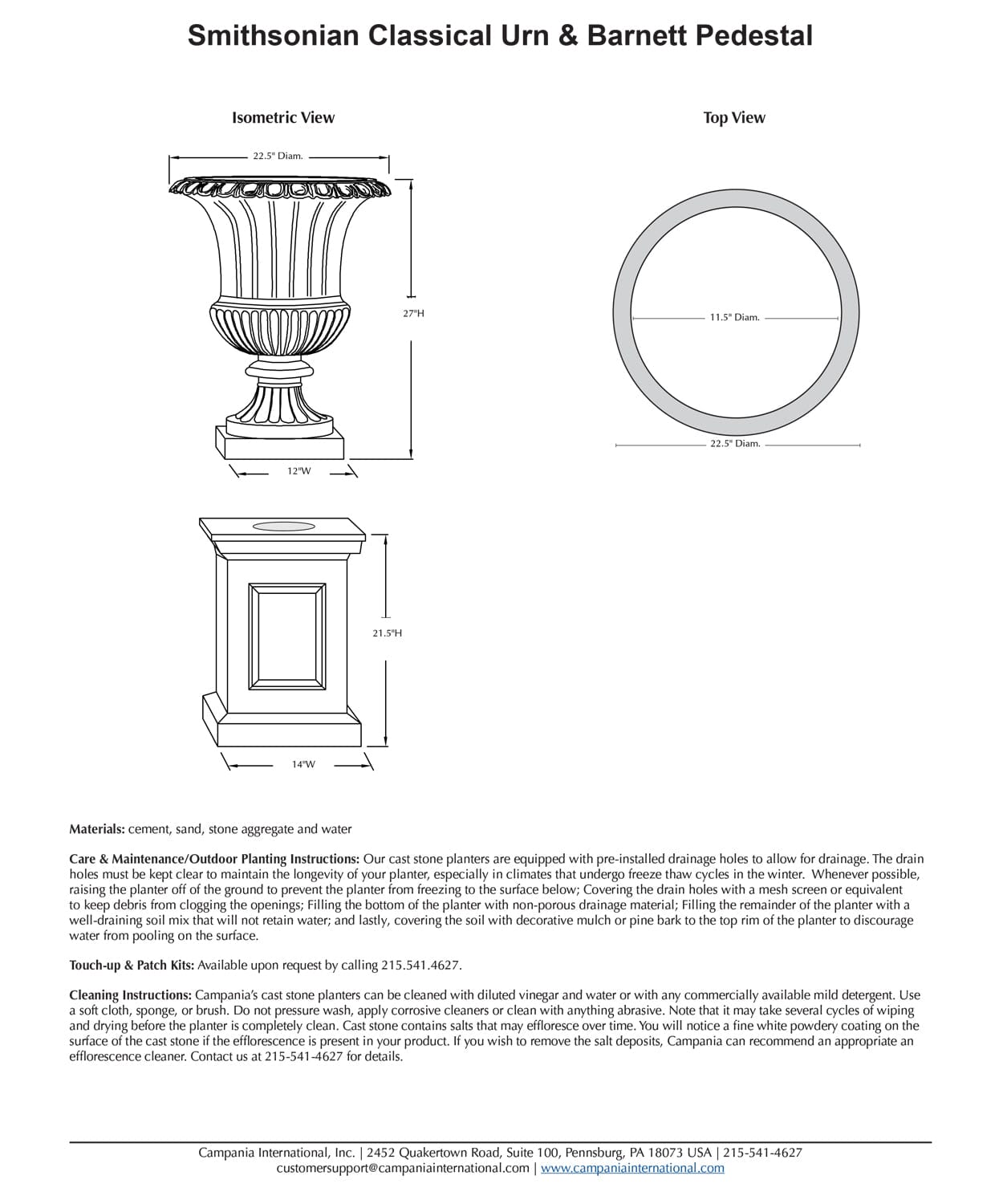 Smithsonian Classical Urn Garden Planter