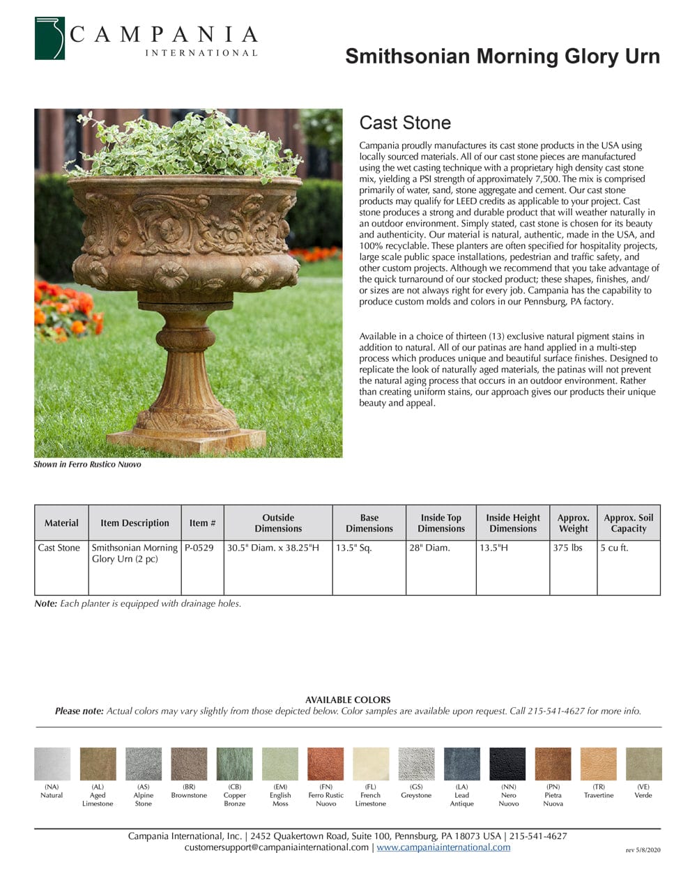 Smithsonian Morning Glory Urn Garden Planter
