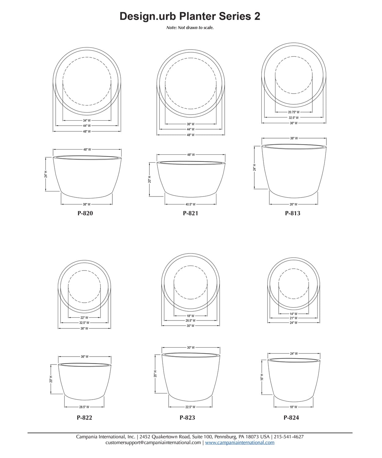 Series 2 Cast Stone Planter Specs