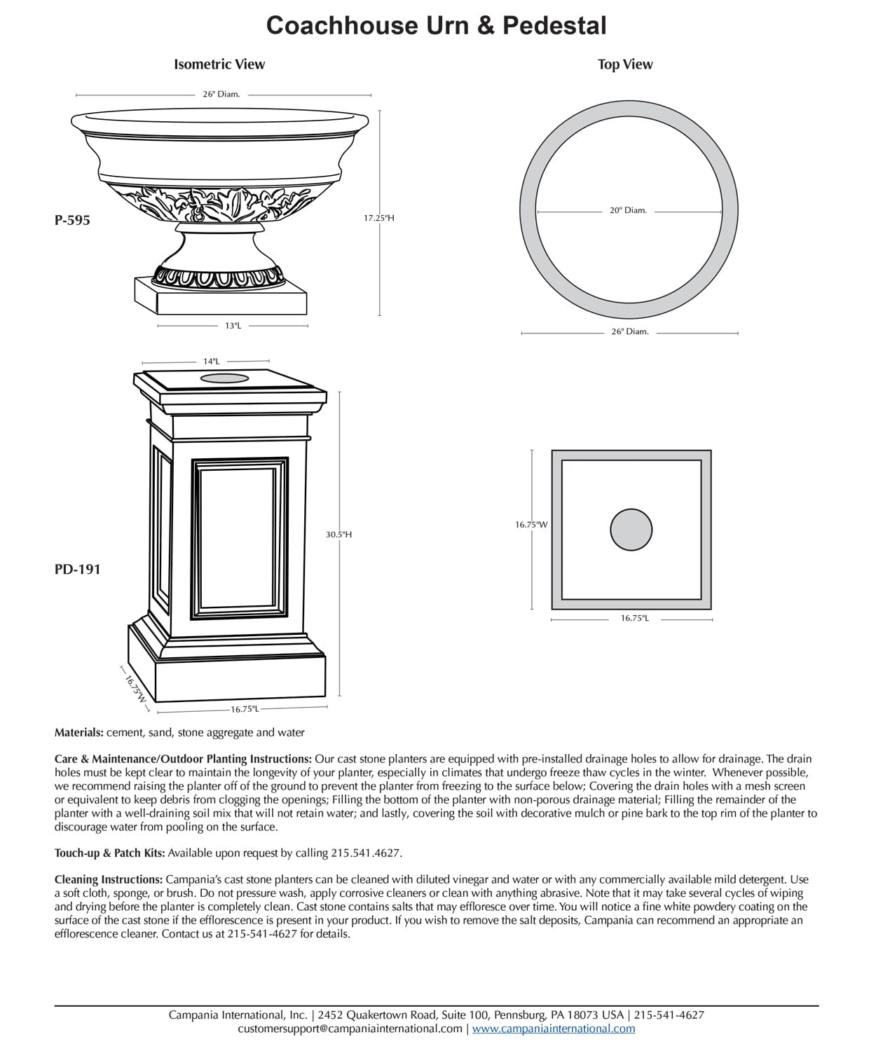 Coachhouse Garden Pedestal Statue for Planters, Urns & More