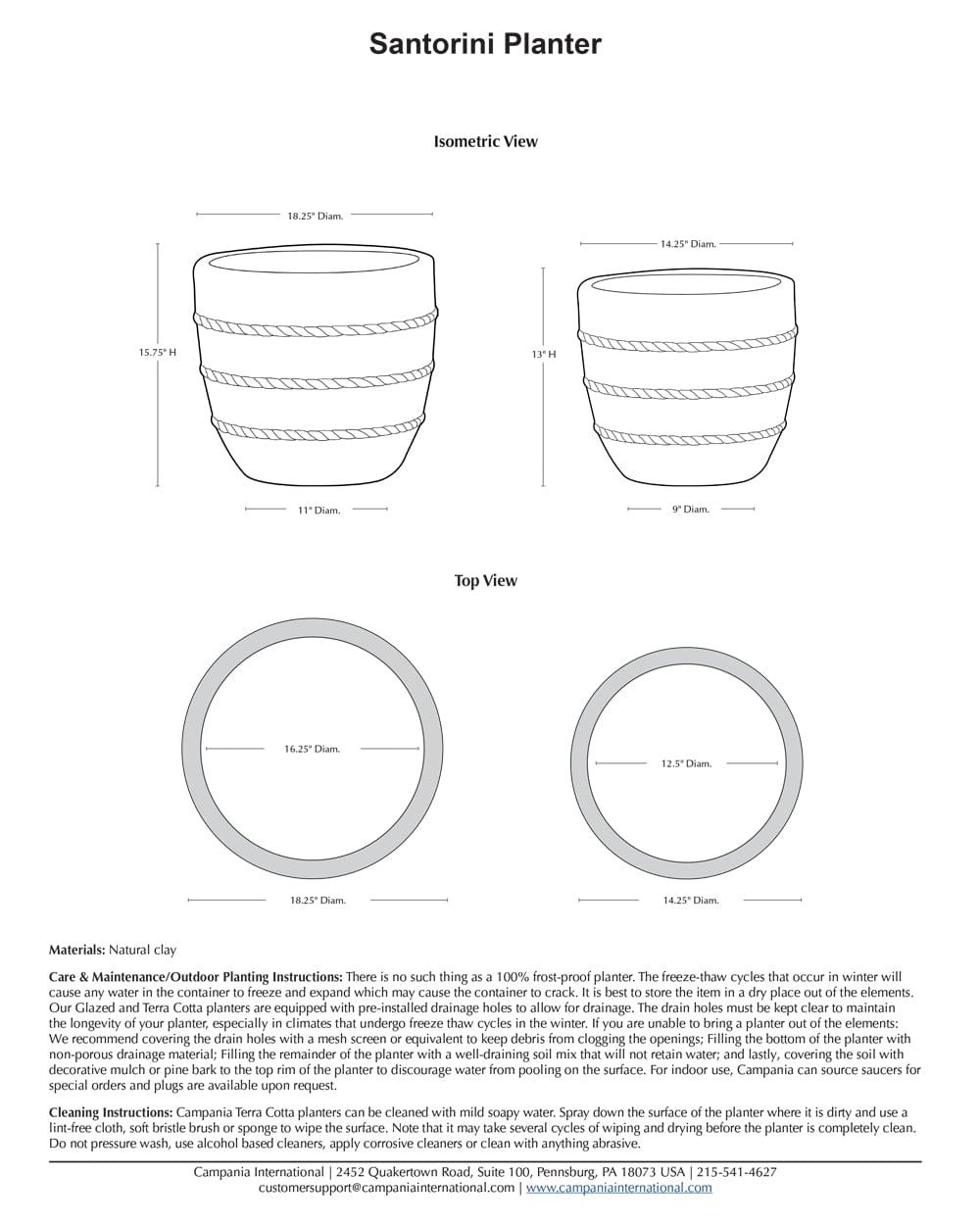 Santorini Planter Nested Set of 2 | Terra Cotta Collection
