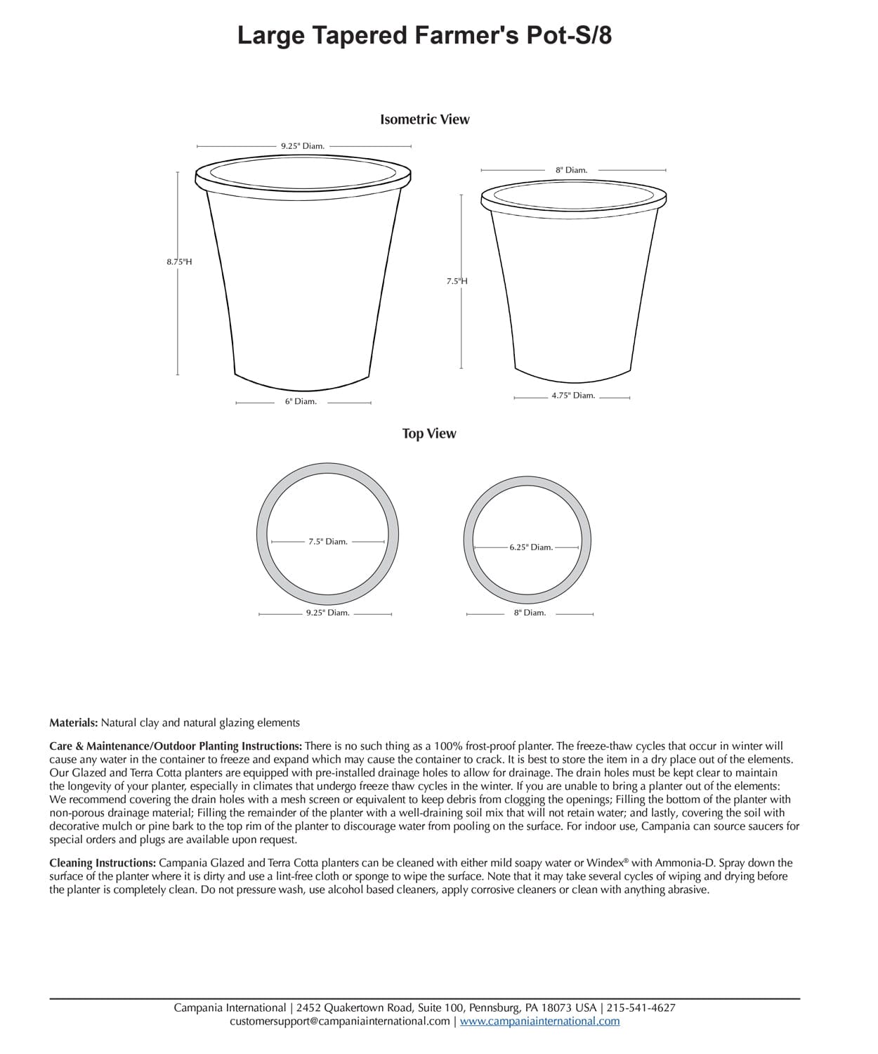 Large Tapered Farmer’s Pot - Set of 8 in Cotswold White