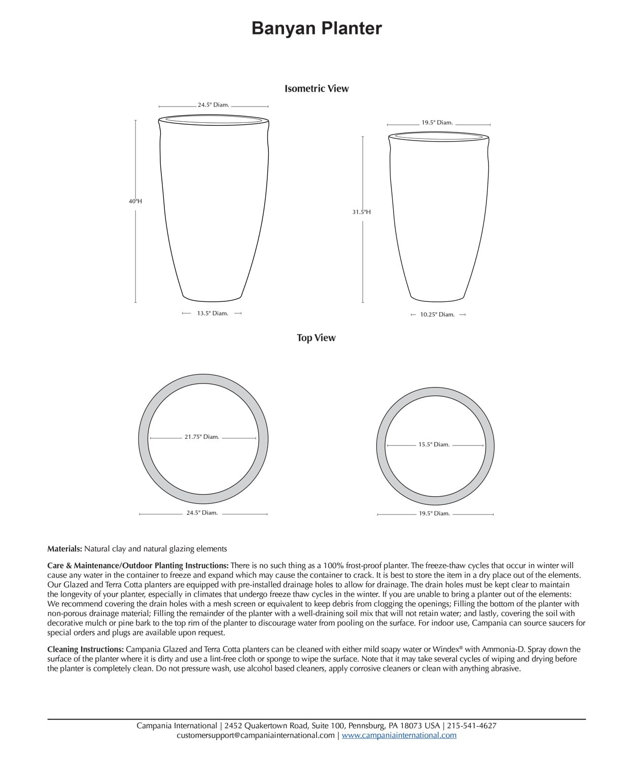 Banyan Glazed Terra Cotta Planter - Set of 2