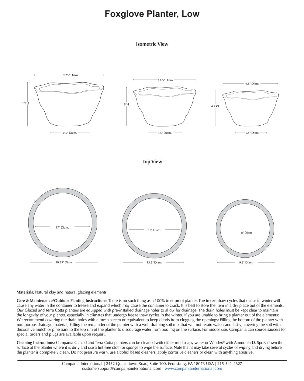 Foxglove Low Planter Nested Set of 3 | Glazed Collection