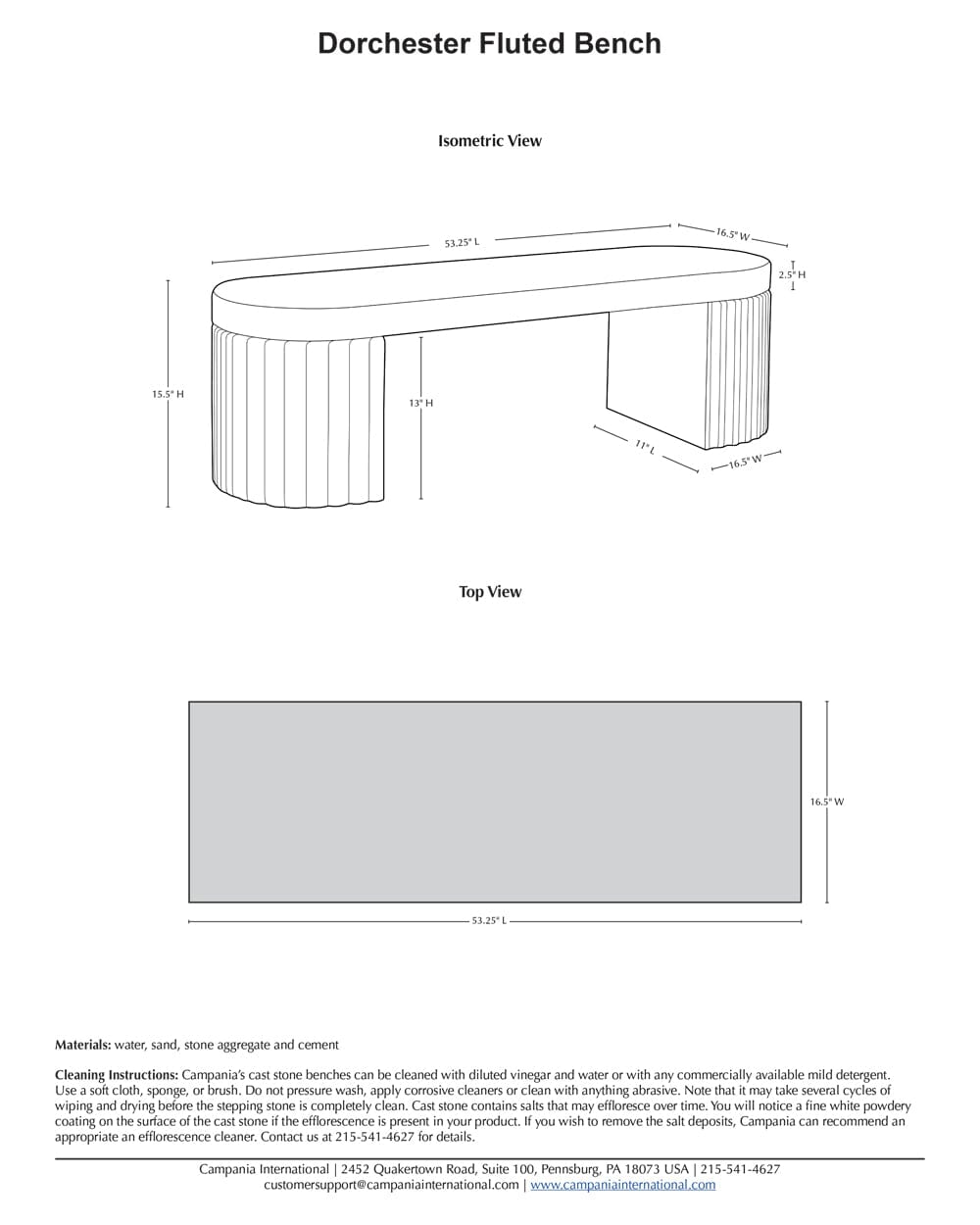 Dorchester Fluted Modern Bench