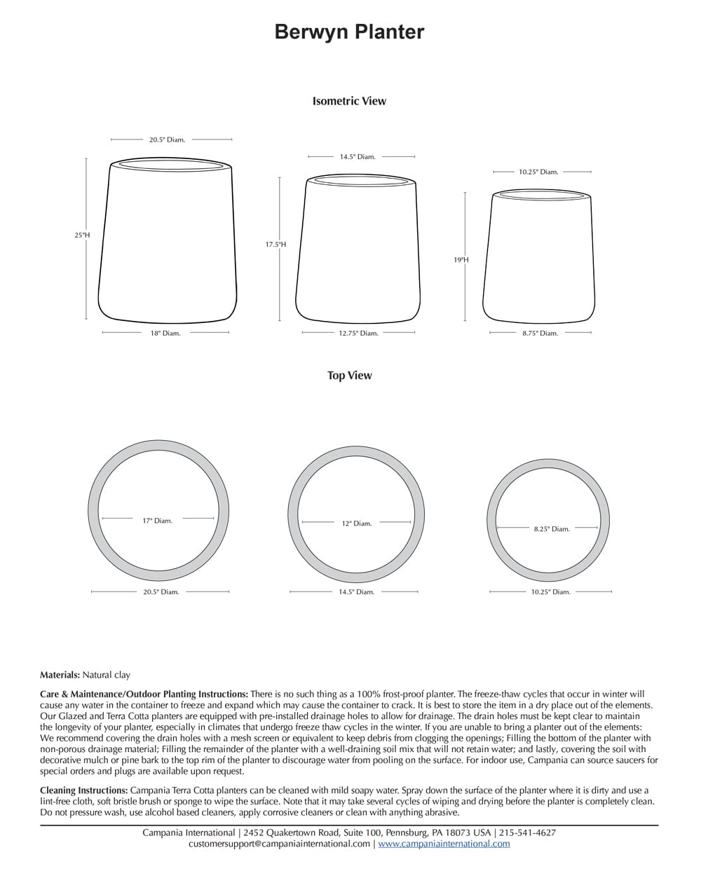 Berwyn Planter Nested Set of 3 | Terra Cotta Collection