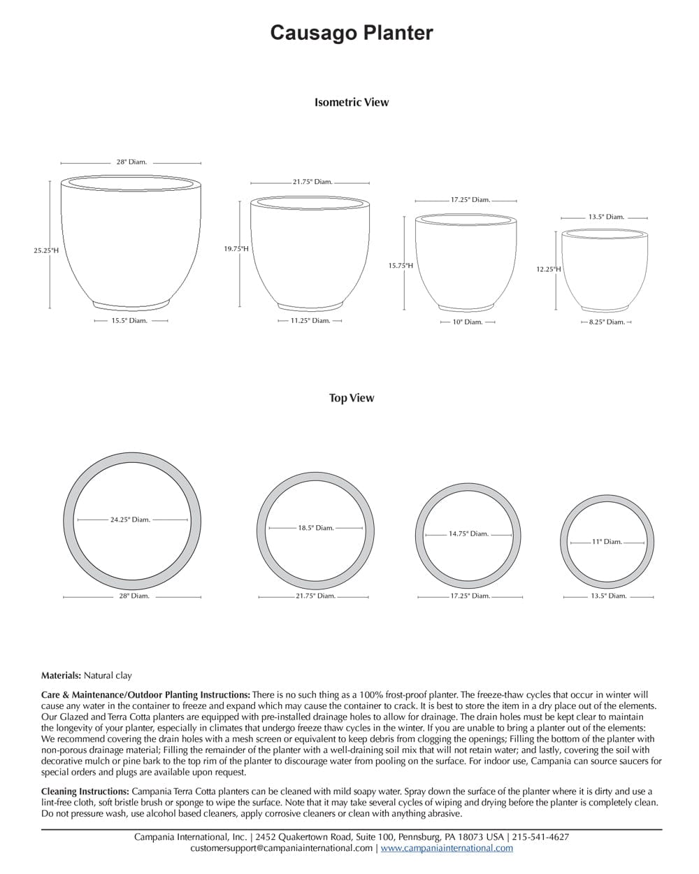 Causago Round Planter Set of 4 | Terra Cotta Collection