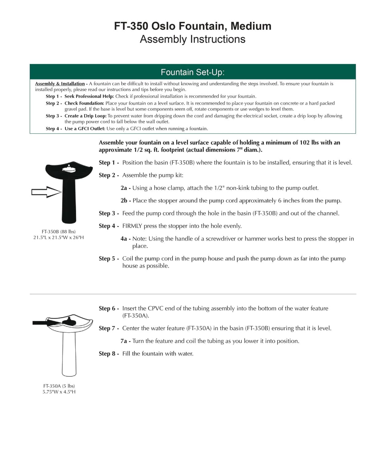 Oslo Birdbath Fountain - Medium
