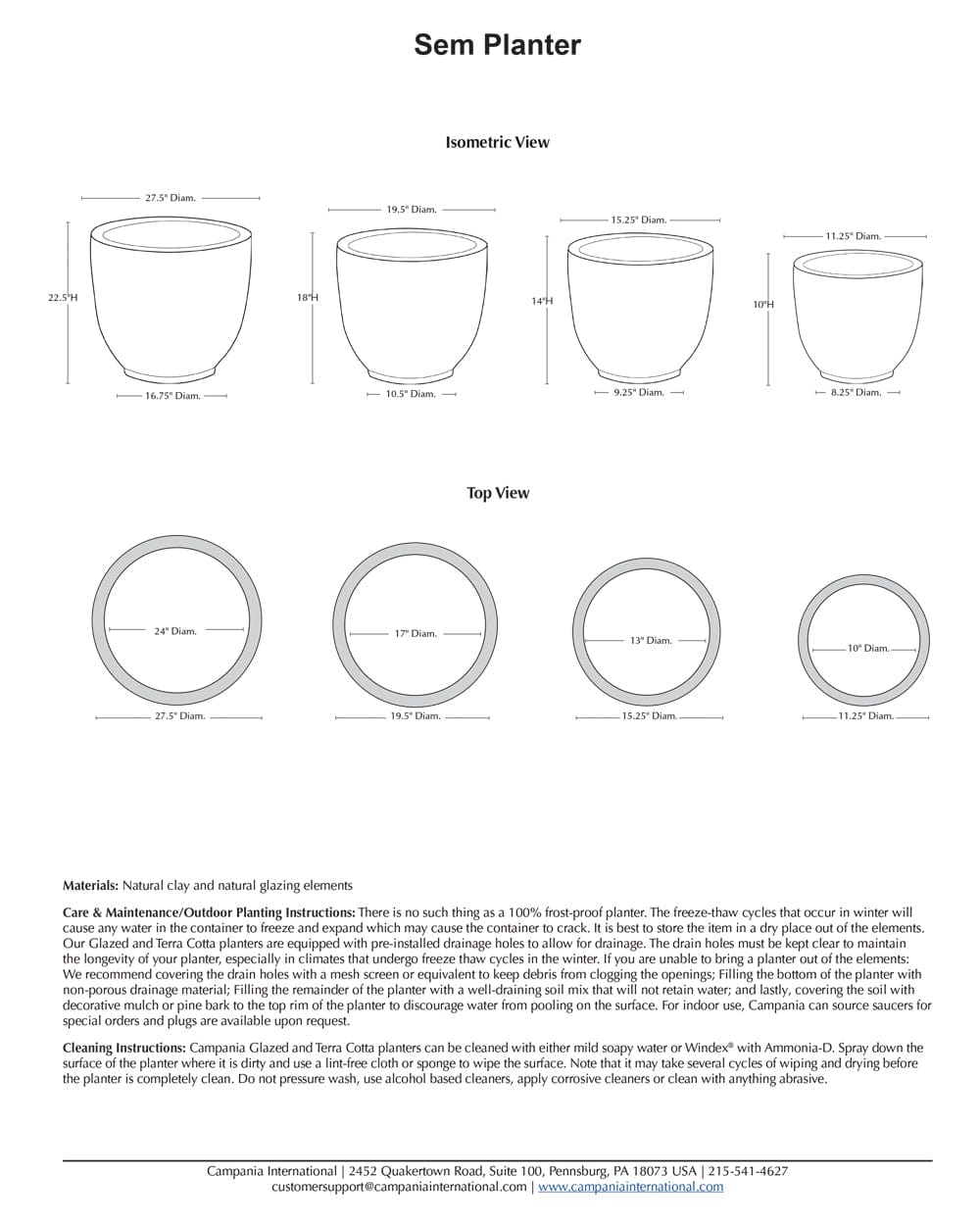 Large Sem Planter in Graphite | Glazed Collection