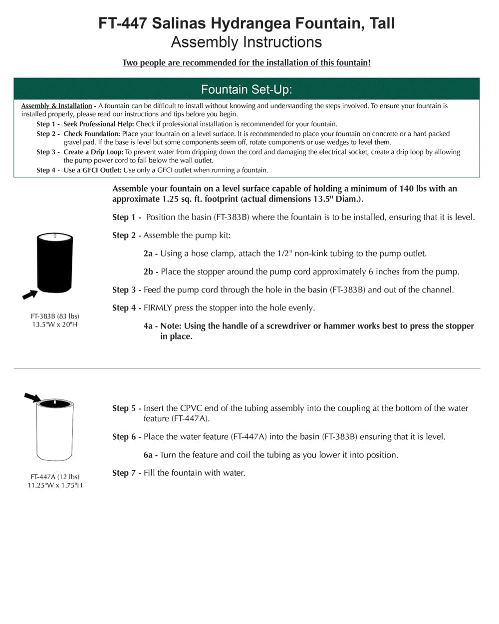 Salinas Hydrangea Fountain - Tall