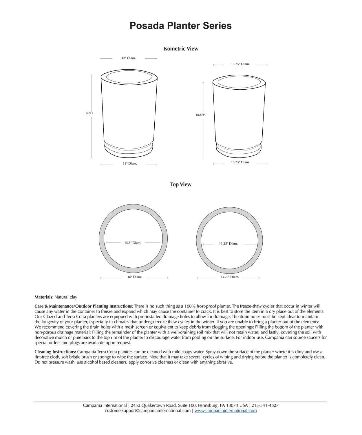 Posada Planter Set of 2 | Antico Terra Cotta Collection