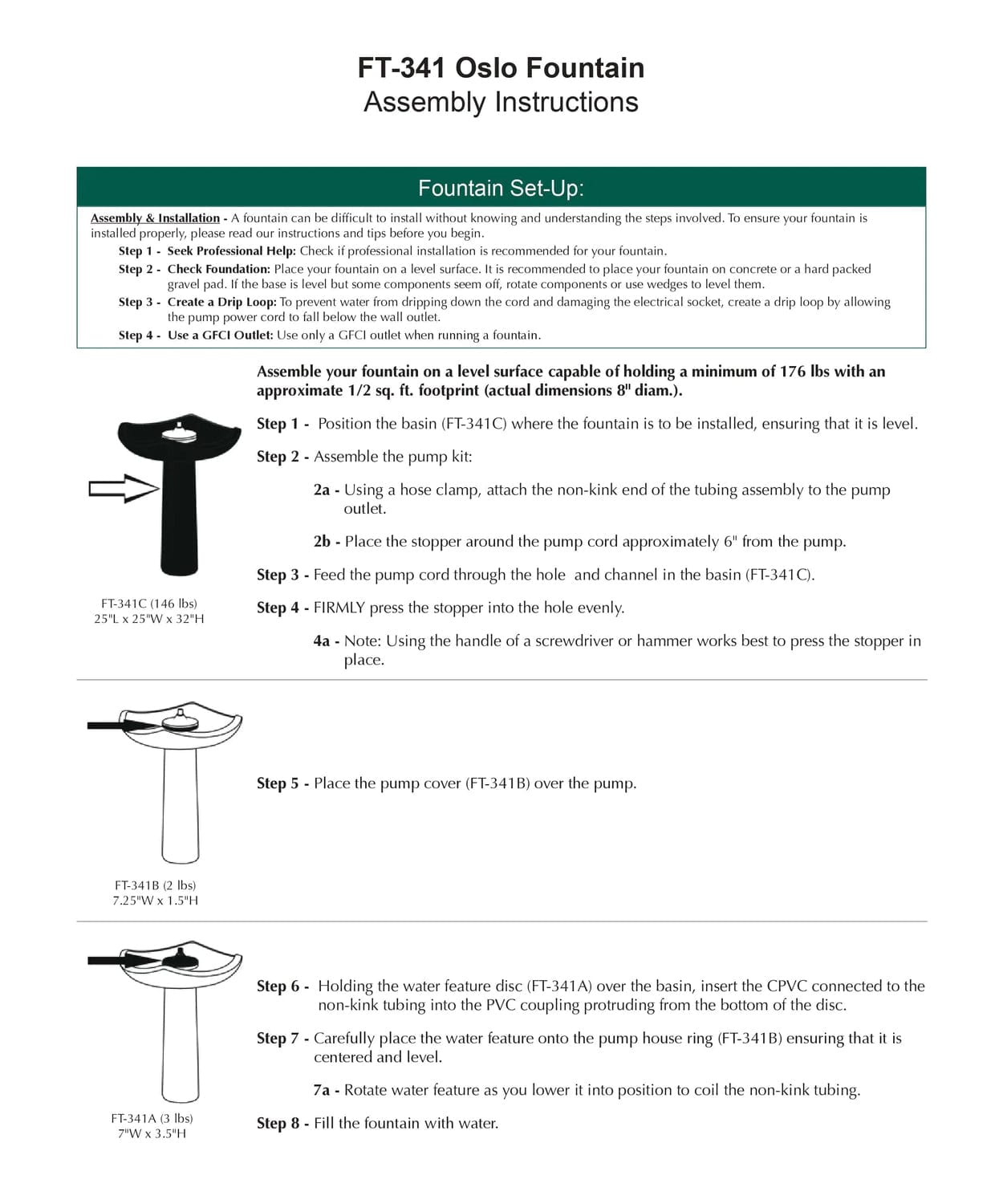 Oslo Modern Birdbath Fountain