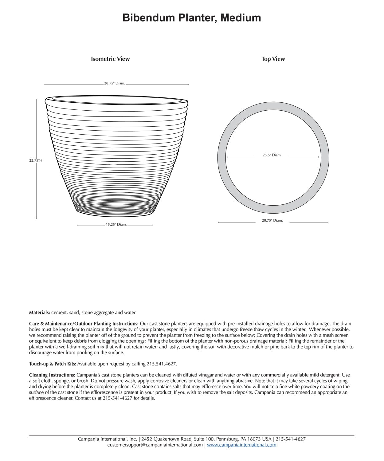 Bibendum Medium Cast Stone Planter