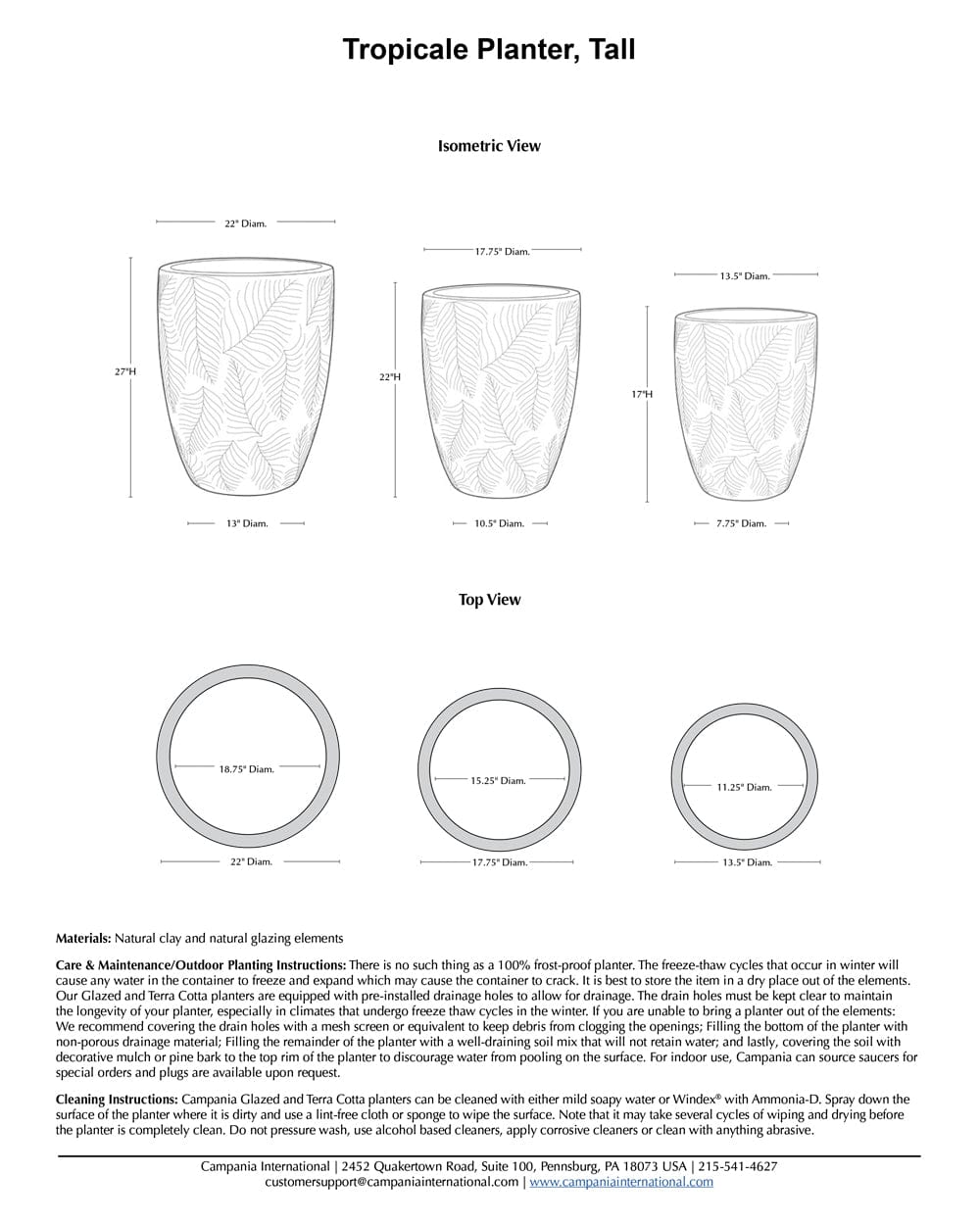 Tropicale Tall Planter Set of 3 | Glazed Collection