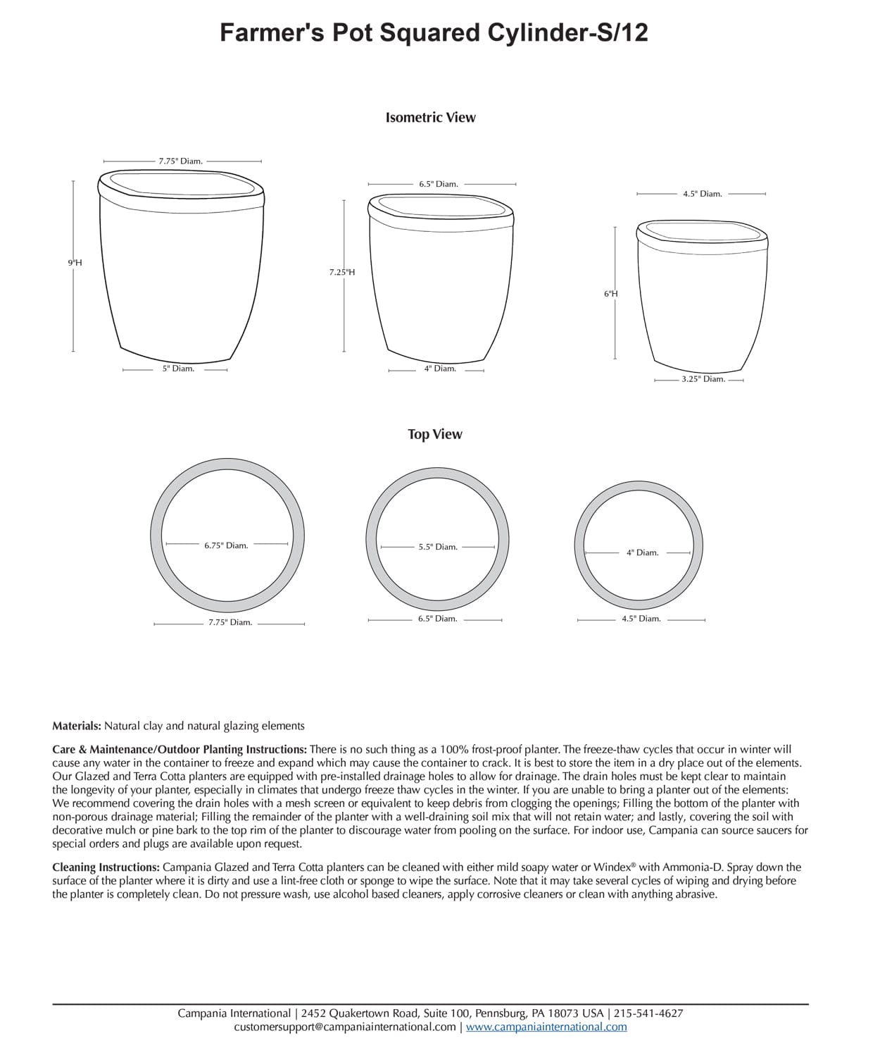 Farmer’s Pot Squared Cylinder - Set of 12 in Cotswold White