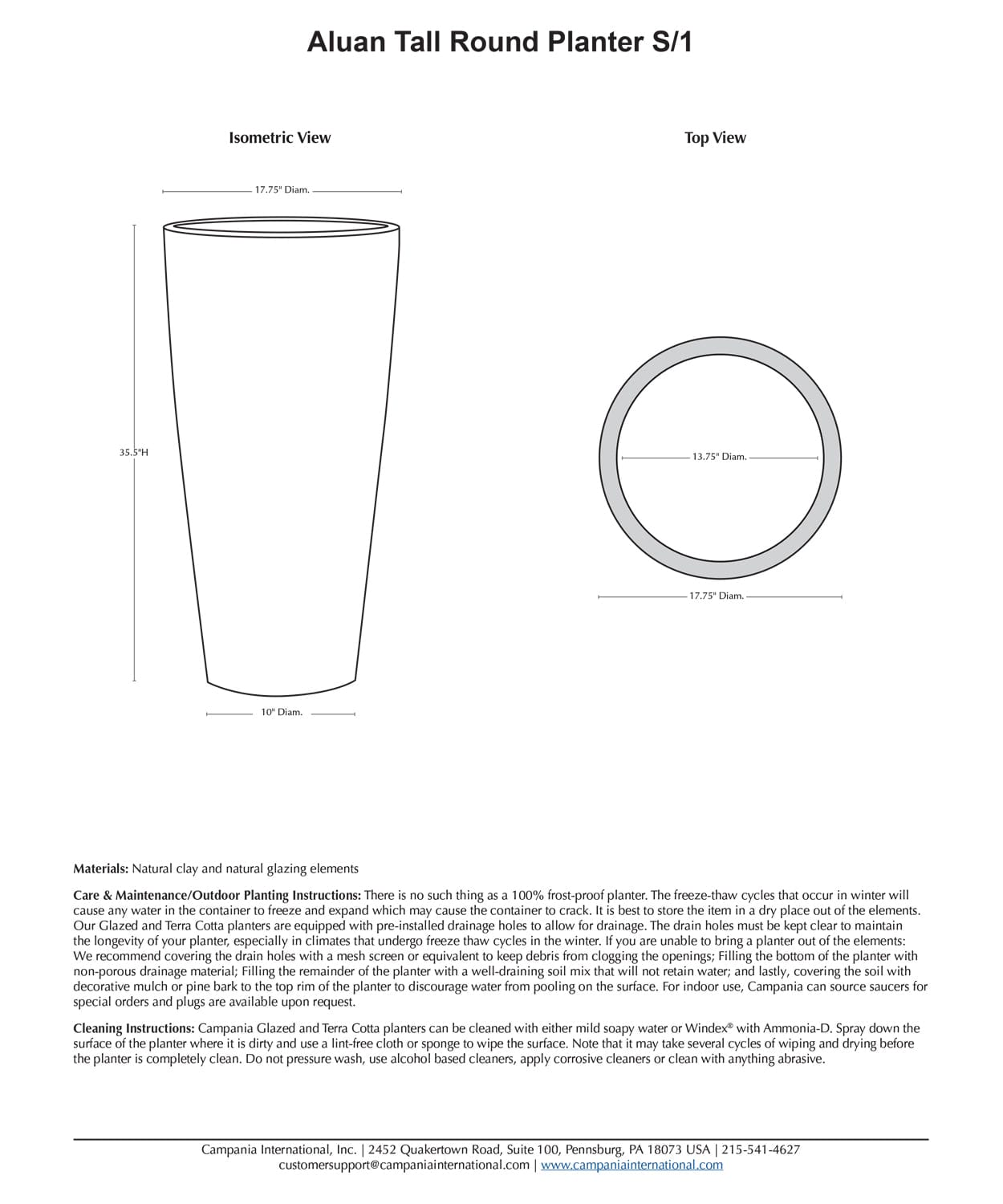 Aluan Tall Round Planter in Graphite