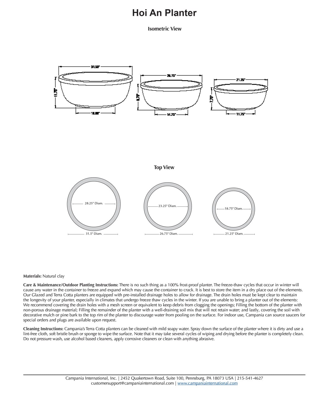 Hoi An Asian Earthenware Set of 3 | Terra Cotta Planter