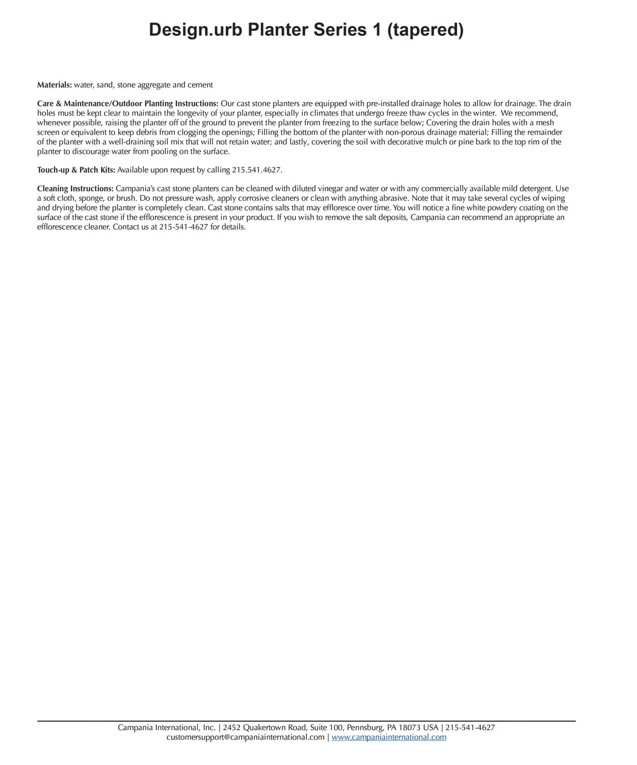 Series 1 Tapered Cast Stone Planter